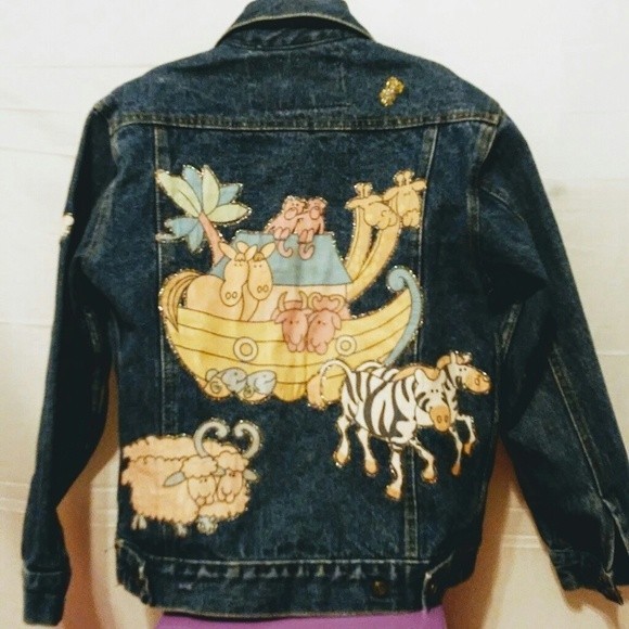 Vintage Tomorrow's Generation Kids Denim Animal Farm Patch Jacket Size 12 Unisex - Picture 4 of 8